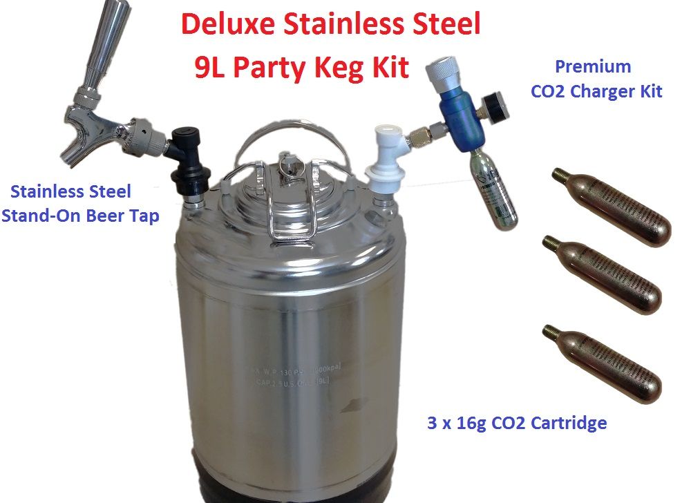 NEW DELUXE 9.5L Stainless Steel Ball Lock Cornelius Beer Keg Party Keg KIT